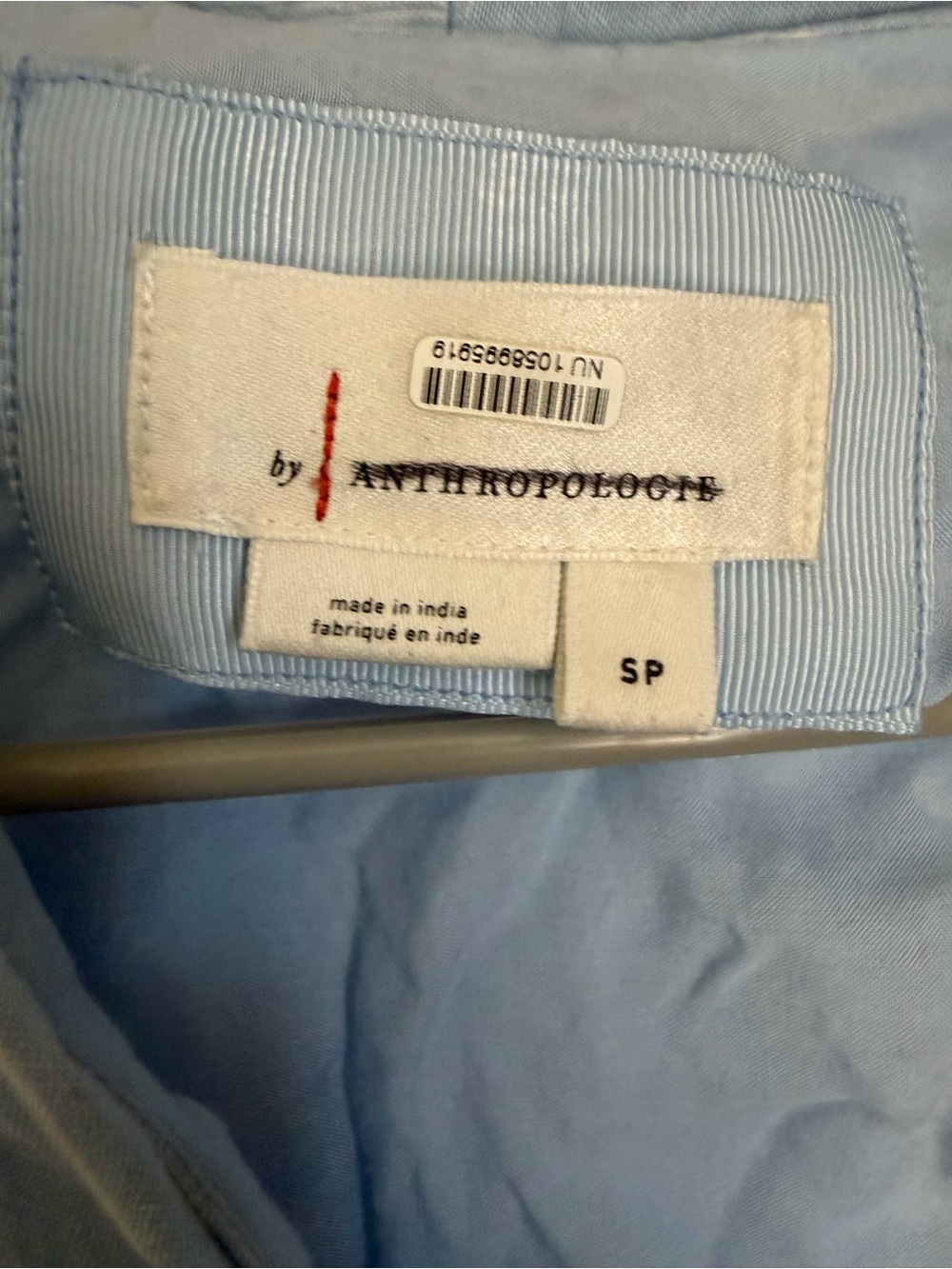 Anthropology Light Blue Sleeveless Striped Midi Dress with Waistband - Picture 5 of 7